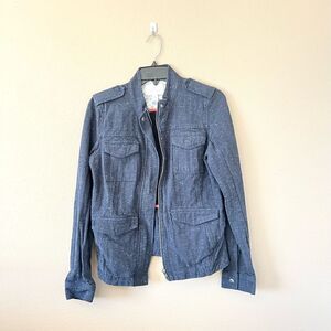 Hinge Speckled Denim Utility Jacket